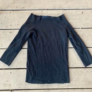 525 America Black Ribbed 3/4 Crop Sweater XS